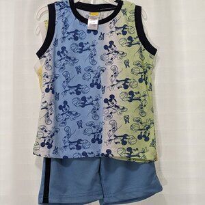 Disney Mickey Mouse Boys 3 Piece Tank Top and Shorts Set Size 4 Blue